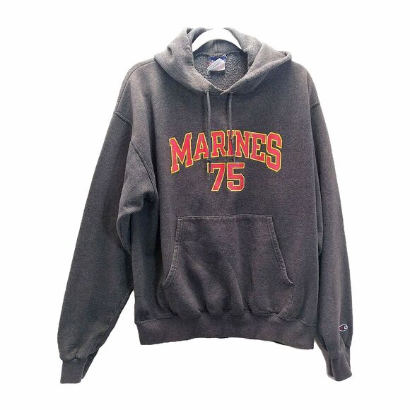 Champions Mens USMC Semper Fi Long Sleeves Pullover Hoodie Military Gray L - Picture 1 of 11